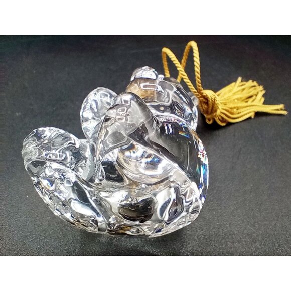 Clear Lead Crystal Glass Bear Gold Heart Tassel Vintage Germany 2.5 Inch Figure - Picture 11 of 14